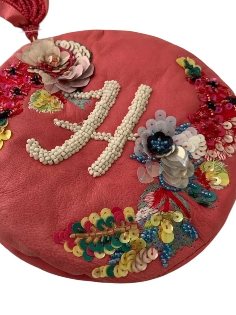 Anthropologie x Anna Harlow Russo monogrammed H beaded pouch NWT - Picture 2 of 6